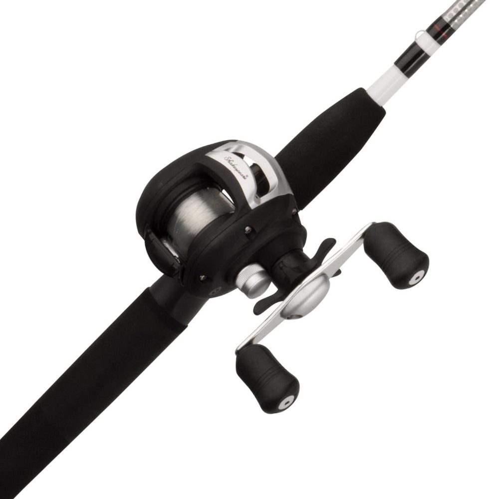 Alpha Medium 6' Low Profile Fishing Rod and Bait Cast Reel Combo (2 Piece),Black, White